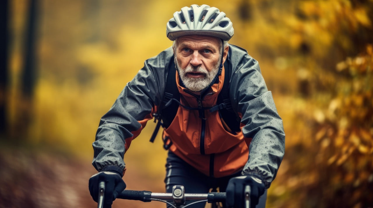 older man biking