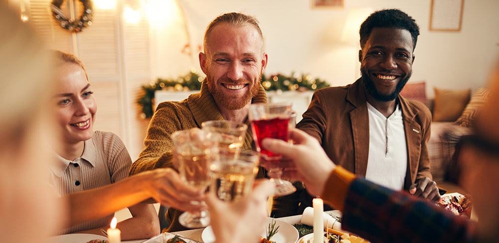 group of friends celebrating the holidays