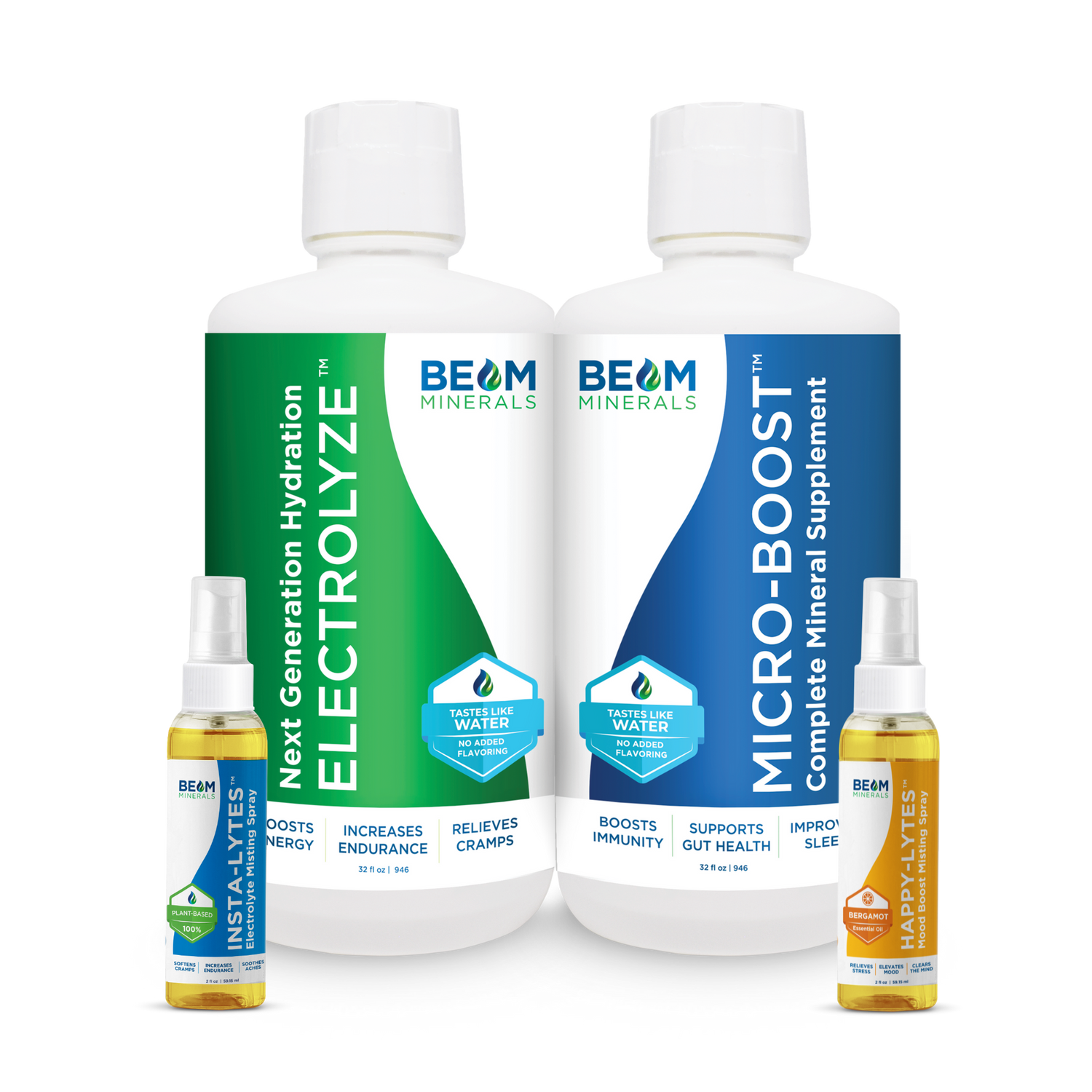 BEAM Minerals electrolytes and humic minerals bundle with electrolyte sprays